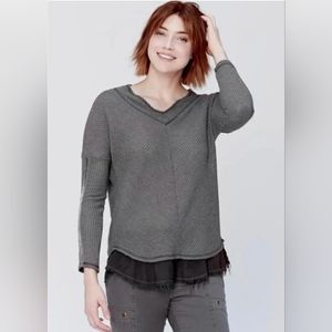 XCVI Self Care Thermal Long-Sleeve V-Neck Top In Green Size XS